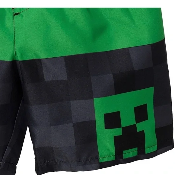 𝅺Boys Minecraft Rash Guard & Swim Trunks Set